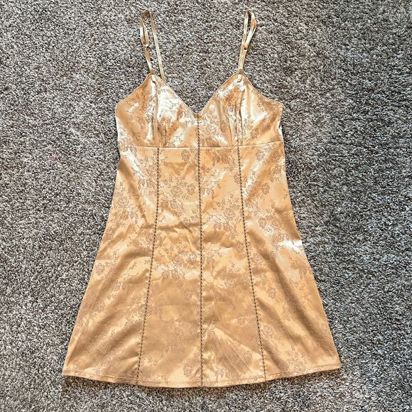 Victoria's Secret Tops - VTG Victoria's Secret Babydoll Lace Up Tunic Tan Top Size XS Regency Y2K Glam